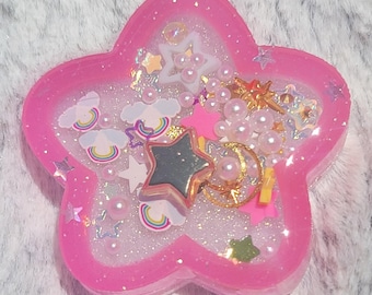 Glow-in-the-dark White Pink SMALL Star Liquid Shaker Charm Sensory Fidget