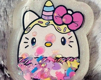 Cat Dessert Hand Painted Liquid Shaker Charm Sensory Fidget