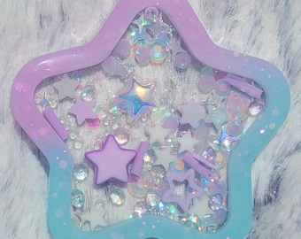 Glow-in-the-dark Pastel Purple Teal Star Liquid Shaker Charm Sensory Fidget