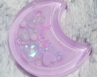 Glow-in-the-dark Pastel Purple SMALL Moon Liquid Shaker Charm Sensory Fidget