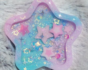 Glow-in-the-dark Pastel Pink Purple Teal Star Liquid Shaker Charm Sensory Fidget