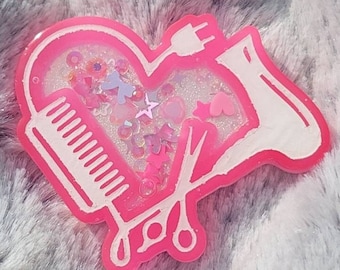 Glow-in-the-dark Pink Hair Love Liquid Shaker Charm Sensory Fidget