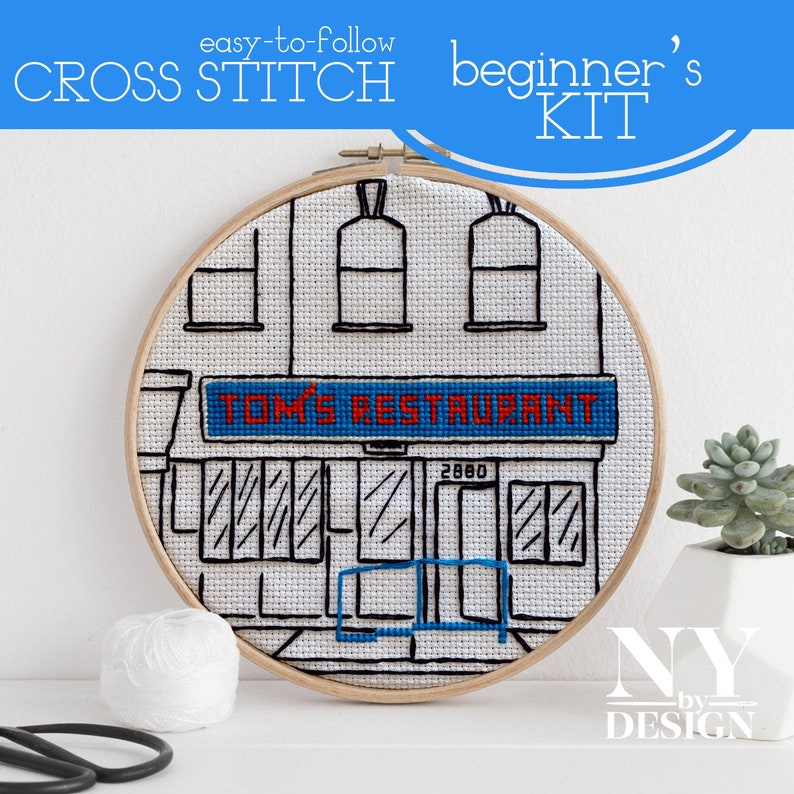 Fast Ship Seinfeld Coffee Shop Cross Stitch FULL KIT Embroidery Design Tom/'s Restaurant Classic NYC Storefront Easy pdf