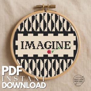 Erdbeerfelder Kreuzstichmuster: John Lennon 'Imagine' Mosaik (PDF-Muster)