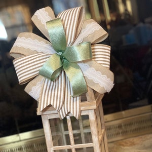 Sage and lace farmhouse bow, wedding bow, farmhouse, mailbox bow, wreath bow , home decor
