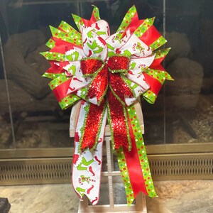 Grinch Christmas Bow Grinch Tree Topper Grinch Chmas Grinch - Etsy