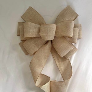 Tan/ linen bow, wreath bows, beige bow, farmhouse bow, lantern bow, tan bow, rustic bow, decor bow