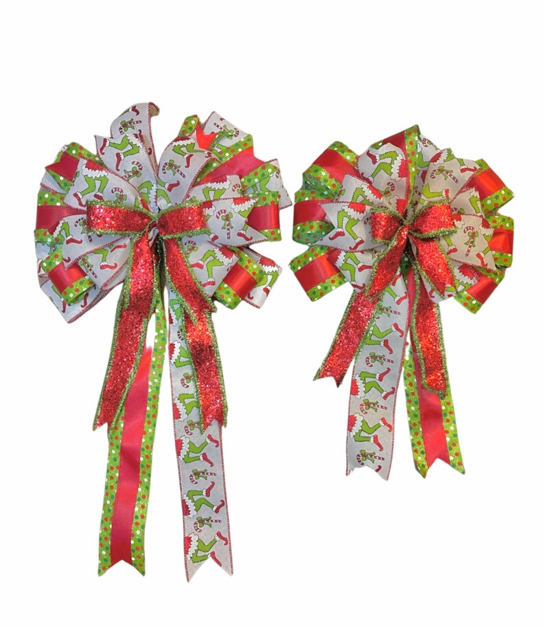Grinch Christmas Bow Grinch Tree Topper Grinch Chmas Grinch Etsy