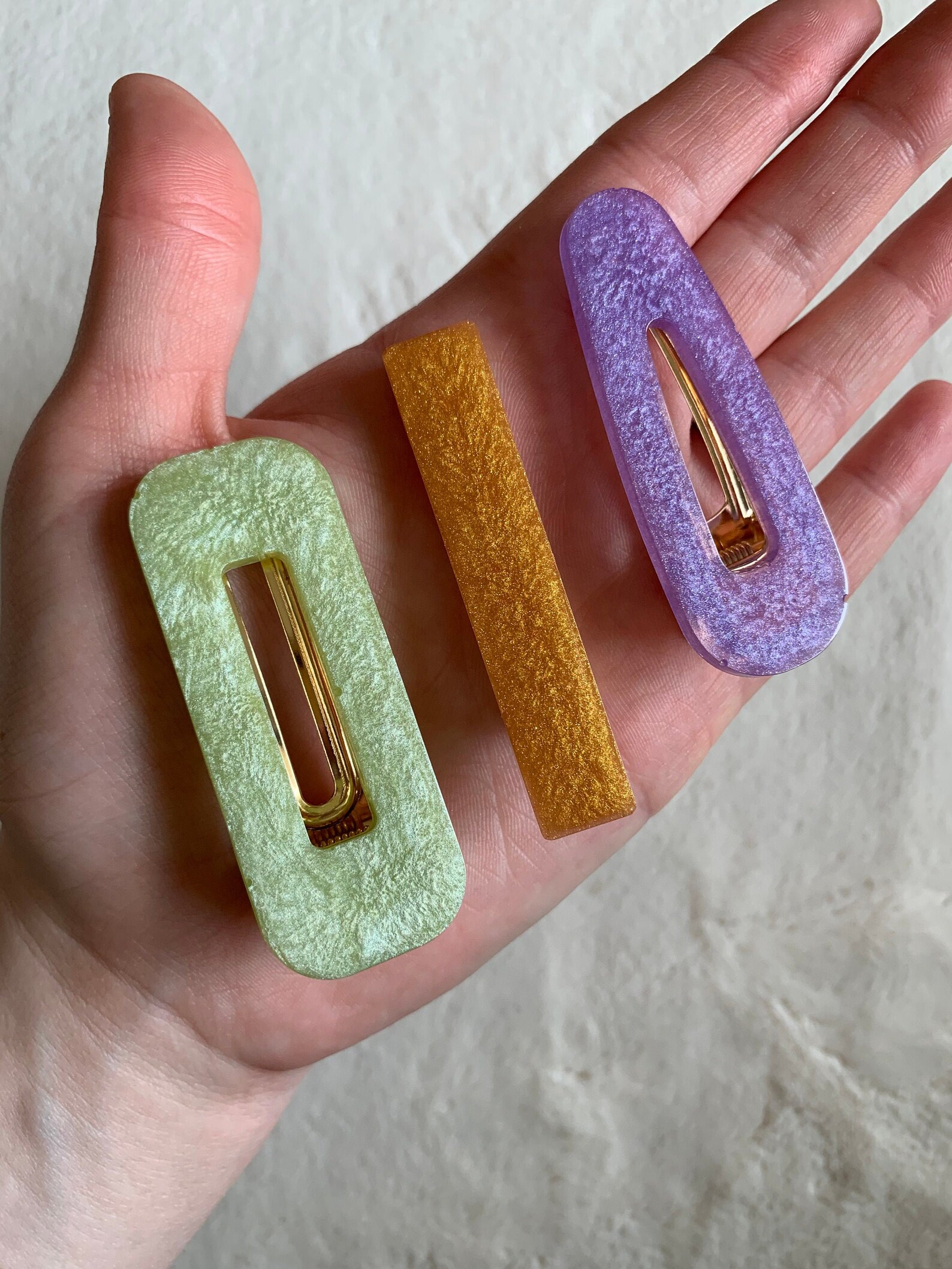 Resin Barrettes 3 Piece Set Etsy