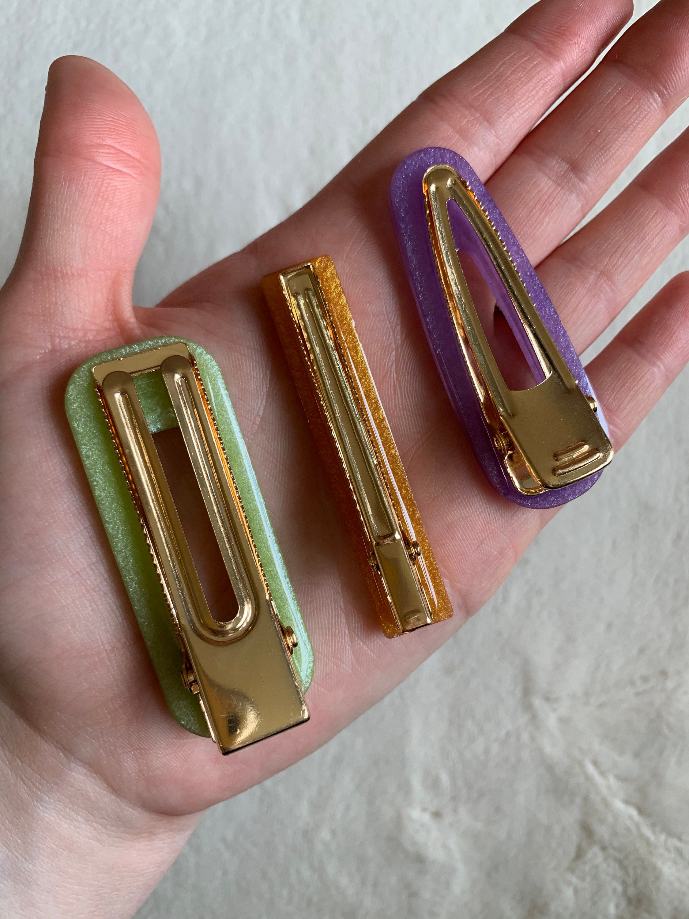 Resin Barrettes 3 Piece Set Etsy
