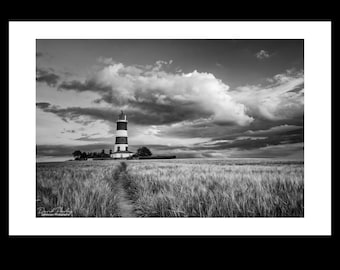 Happisburgh Lighthouse Print: Black & White Norfolk Seascape