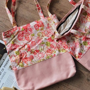 Vintage Tote Bag, Handgemachte Tragetasche, Blumen bedruckte Tasche, handgemachtes Geschenk, Sommertasche, Strandtasche, Geburtstagsgeschenk, Geschenk für Sie, Geschenk für Mama