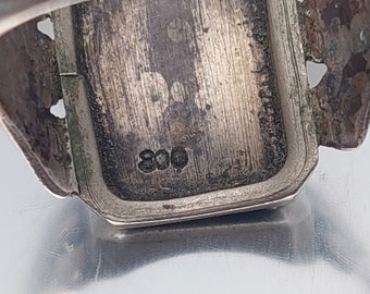 Size 28 Antique Men's Signet Ring Art Deco 800 Silver Men's Ring Monogram KB BK