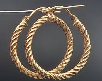 Modern 585 gold hoop earrings twisted hoop earrings 2.8 cm ø