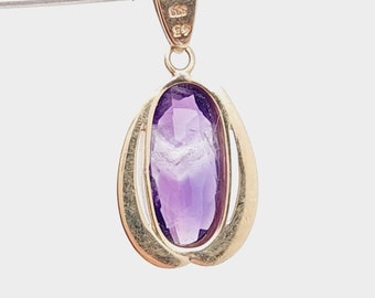 Nostalgic pendant 333 8 k real gold pendant with purple cut amethyst stone