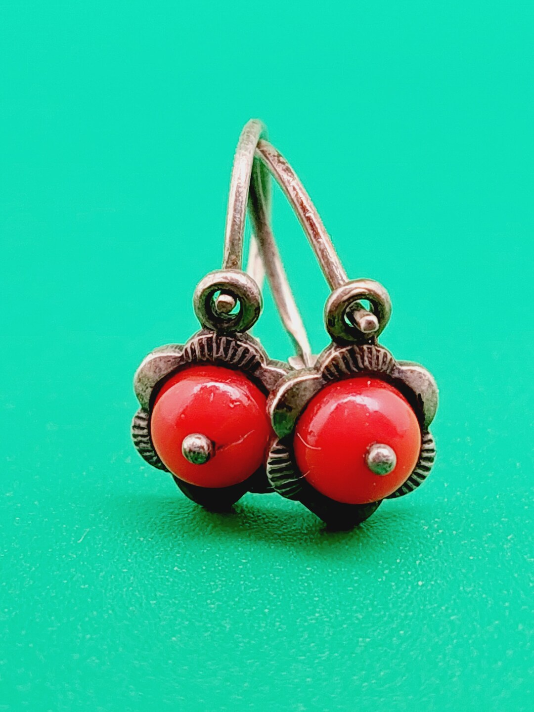 Boucles d'oreilles Vintage en Argent Colorées