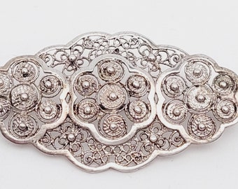 Broche antique en argent 835, bijoux en filigrane d'argent, perles de rocaille