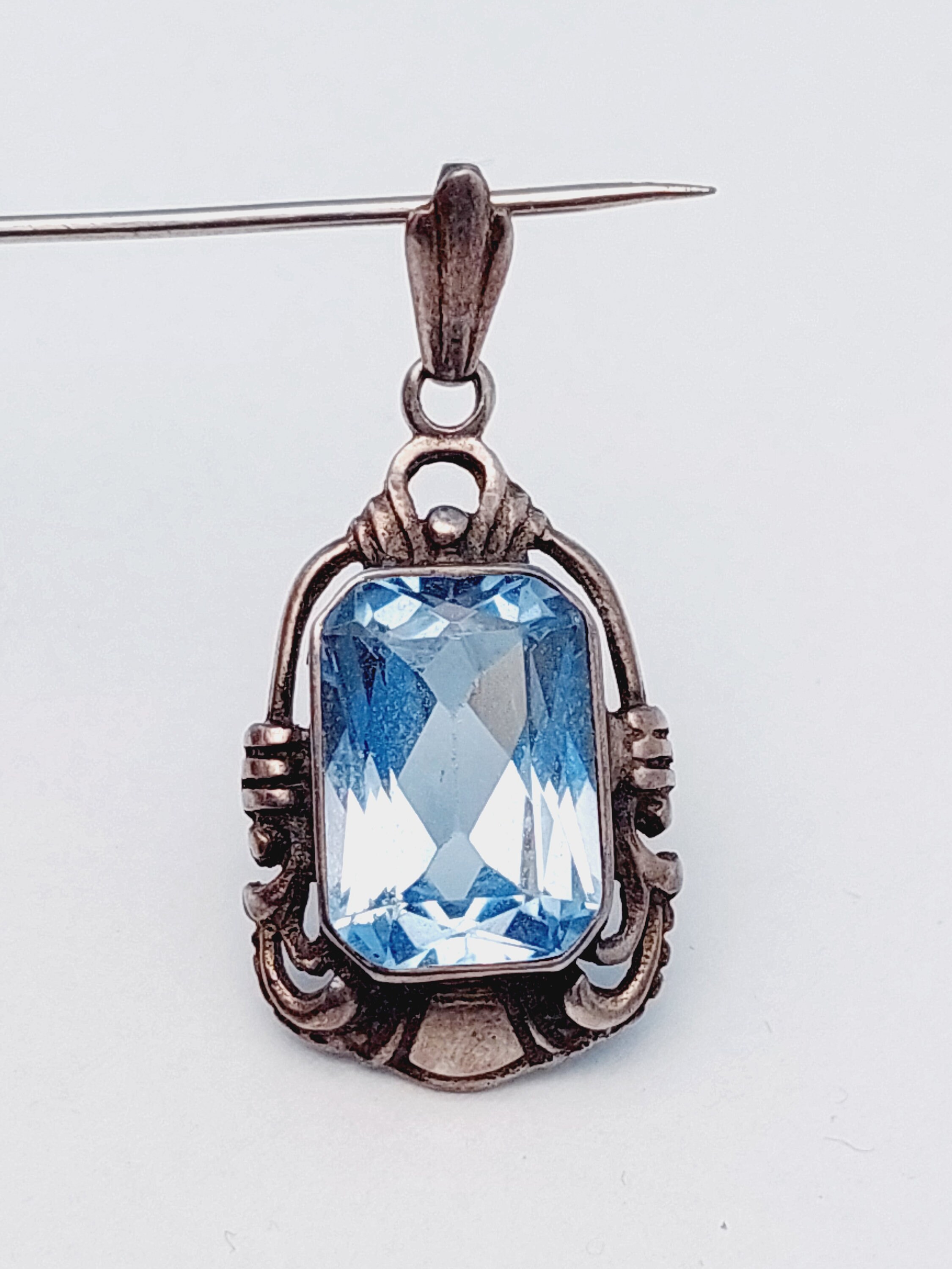 Art Nouveau Silver Chain Pendant 1920 True Vintage Blue Art Nouveau ...
