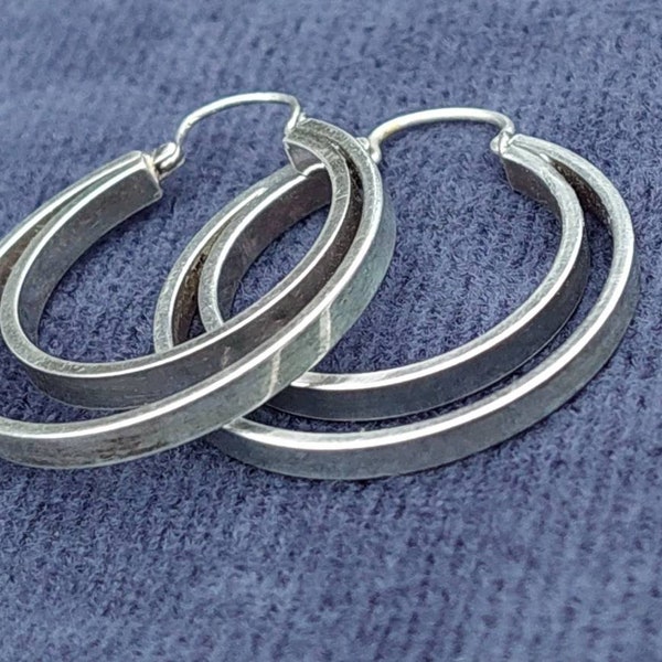 2.6 cm Vintage 835 Pendientes de Plata Diseño Simple de Dos Pendientes de Plata Pendientes de Plata