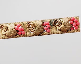 Antique Double Brooch with Coral Biedermeier Jewelry