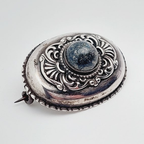 Schöne antike 800er Silber Brosche Rokalien Halbe… - image 3