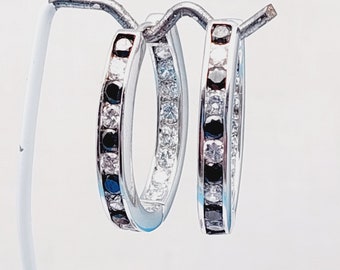 Orecchini a cerchio a forma di gufo, in argento Sterling 925, con zirconi, a cerchio, a forma di gufo, per donne, ragazze e bambini, Argento sterling, Zirconia cubica