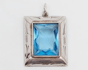 Pendentif Ancien Art Nouveau 1900 En Argent 800/1000° Avec Marcassites, Grenats Et Perle