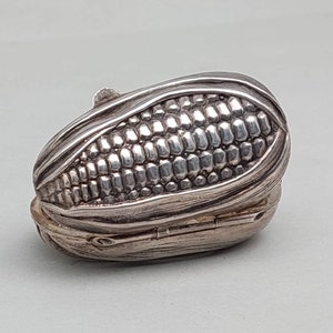 Antique 800 silver tin pill box 800 silver corncob pill box tin for pills