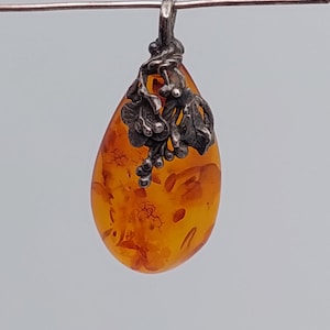 Art nouveau 835 silver drop chain pendant yellow stone true vintage silver pendant cottage country house antique jewelry grape tear gift