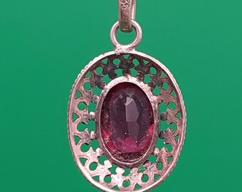 Grand pendentif bouton hollandais en argent 835 : filigrane vintage fabriqué à la main, chaîne de 28 po. en option - France