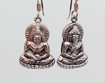 Sterling 925 real silver earrings | Vintage drop earrings | Buddha drop earrings | Boho earrings | Earrings | Sterling silver