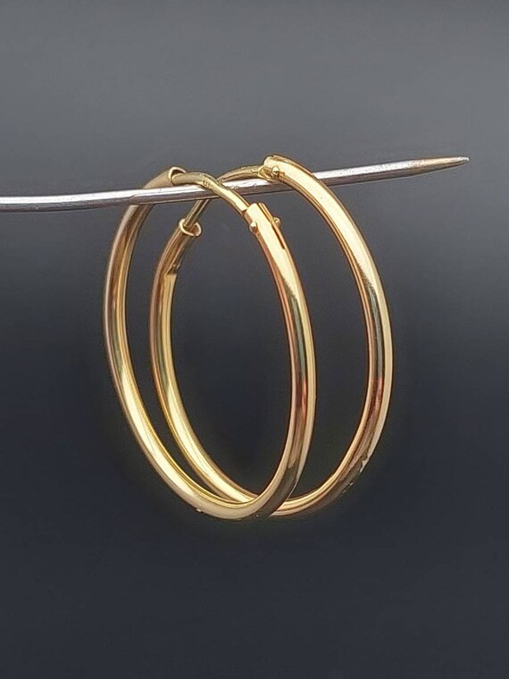 Modern 585 gold hoop earrings with simple hoop di… - image 5