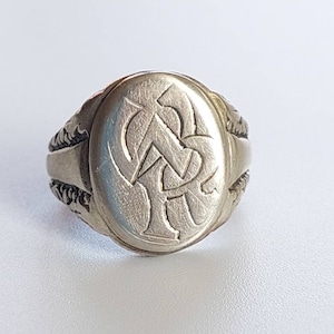 Gr 20 60 Antiker Herren Siegelring 835er Silber Herrenring Initialen WR
