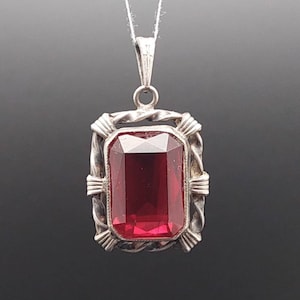 Antique 835 silver pendant red cut stone antique Art Nouveau silver jewelry
