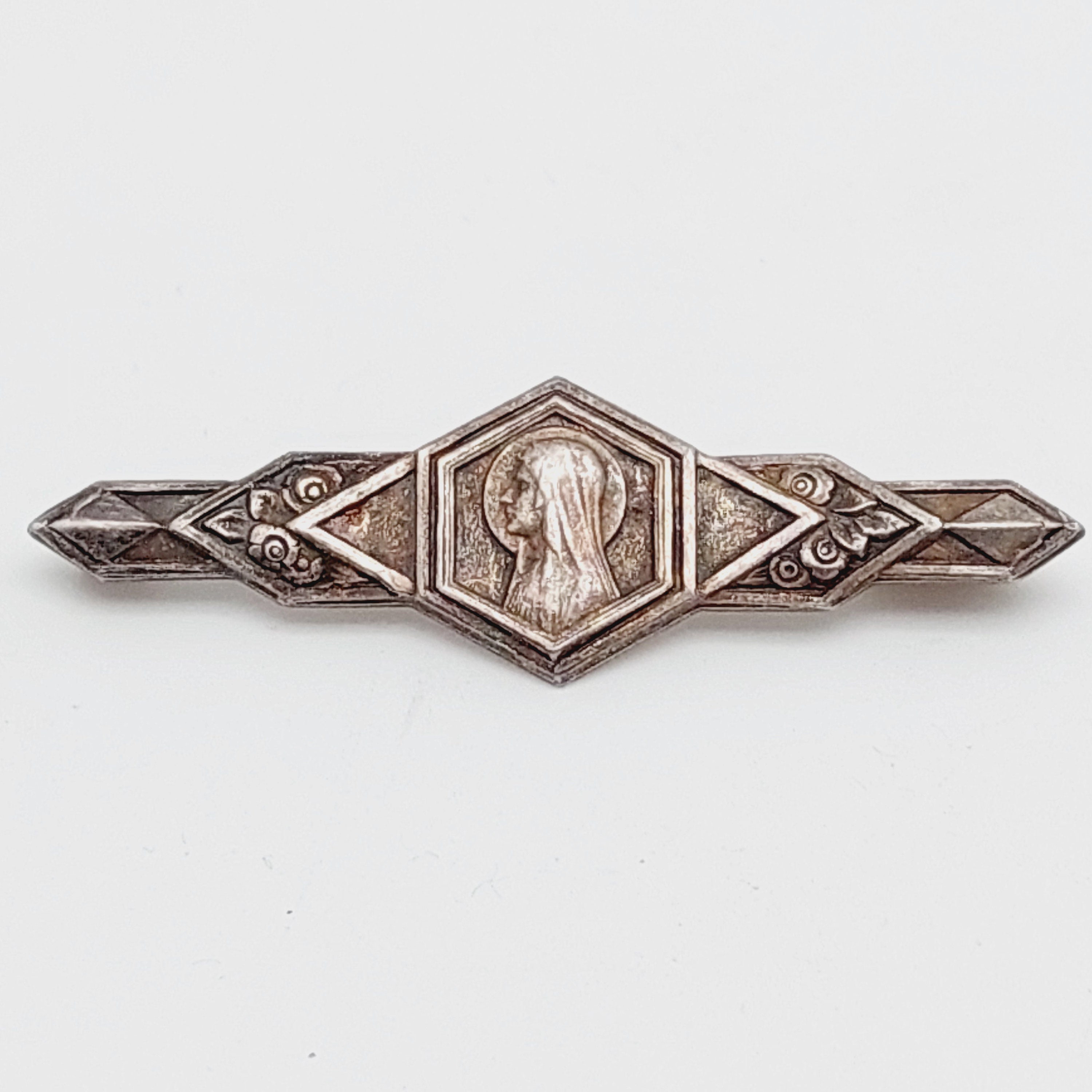 Broche Ancienne Art Nouveau - Buste Féminin En Métal (vintage)