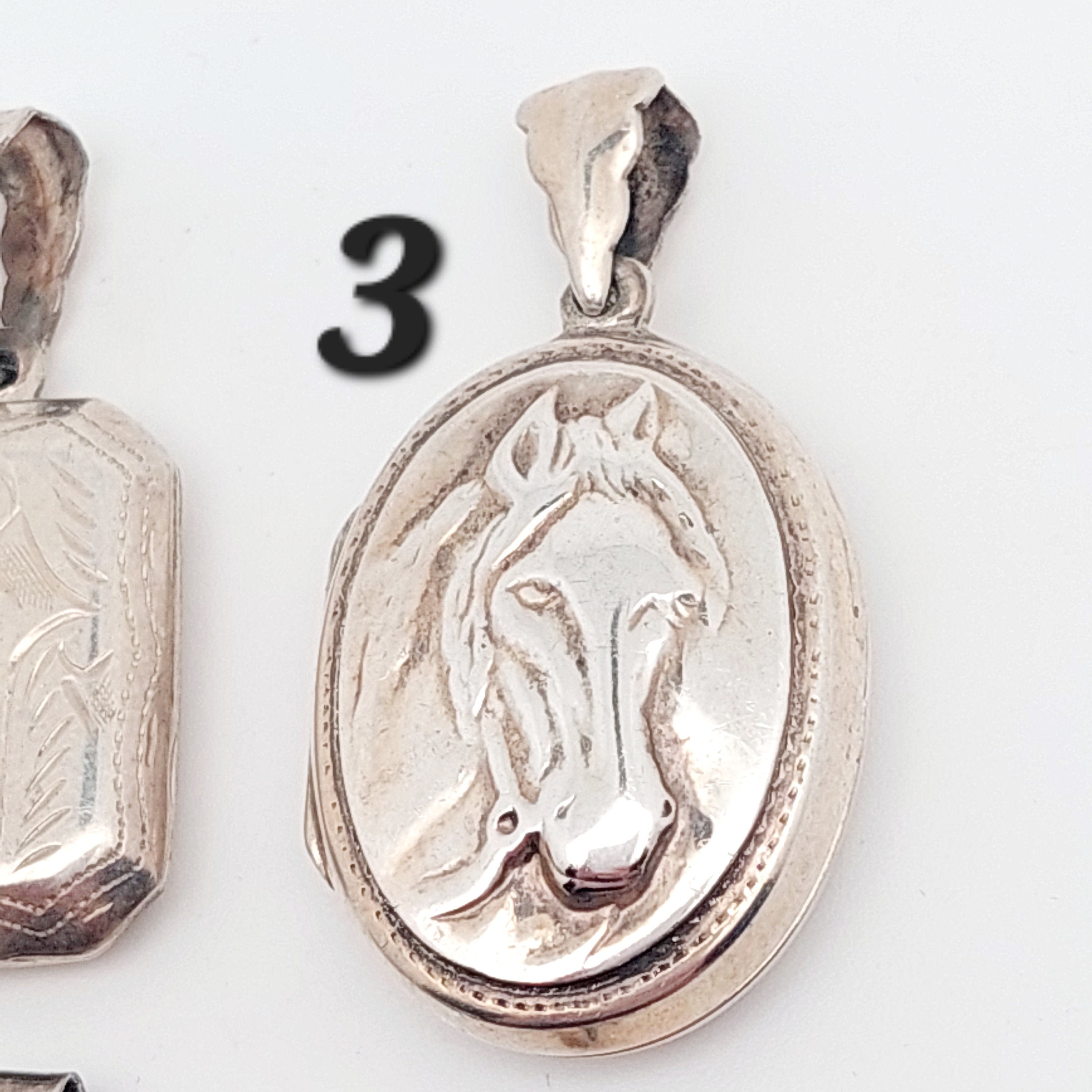 Pendentif Tête De Cheval En Argent 835 - Avec Chaîne Longue - Occasion - Sans Marque