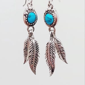 Sterling 925 real silver earrings |  Vintage hanging earrings | Indian jewelry turquoise earrings | Boho earrings | Earrings | Sterling silver