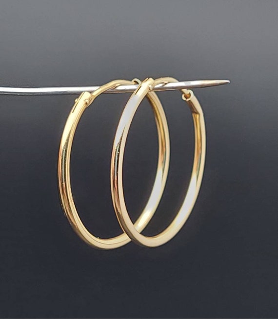Modern 585 gold hoop earrings with simple hoop di… - image 2