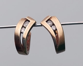 Modern 333 gold earrings hoop earrings with zirconia 1.4 cm