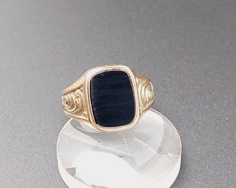 Bague Chevalière Art Déco En Argent - Monogramme BJ, Taille 60, Occasion Très Bon état