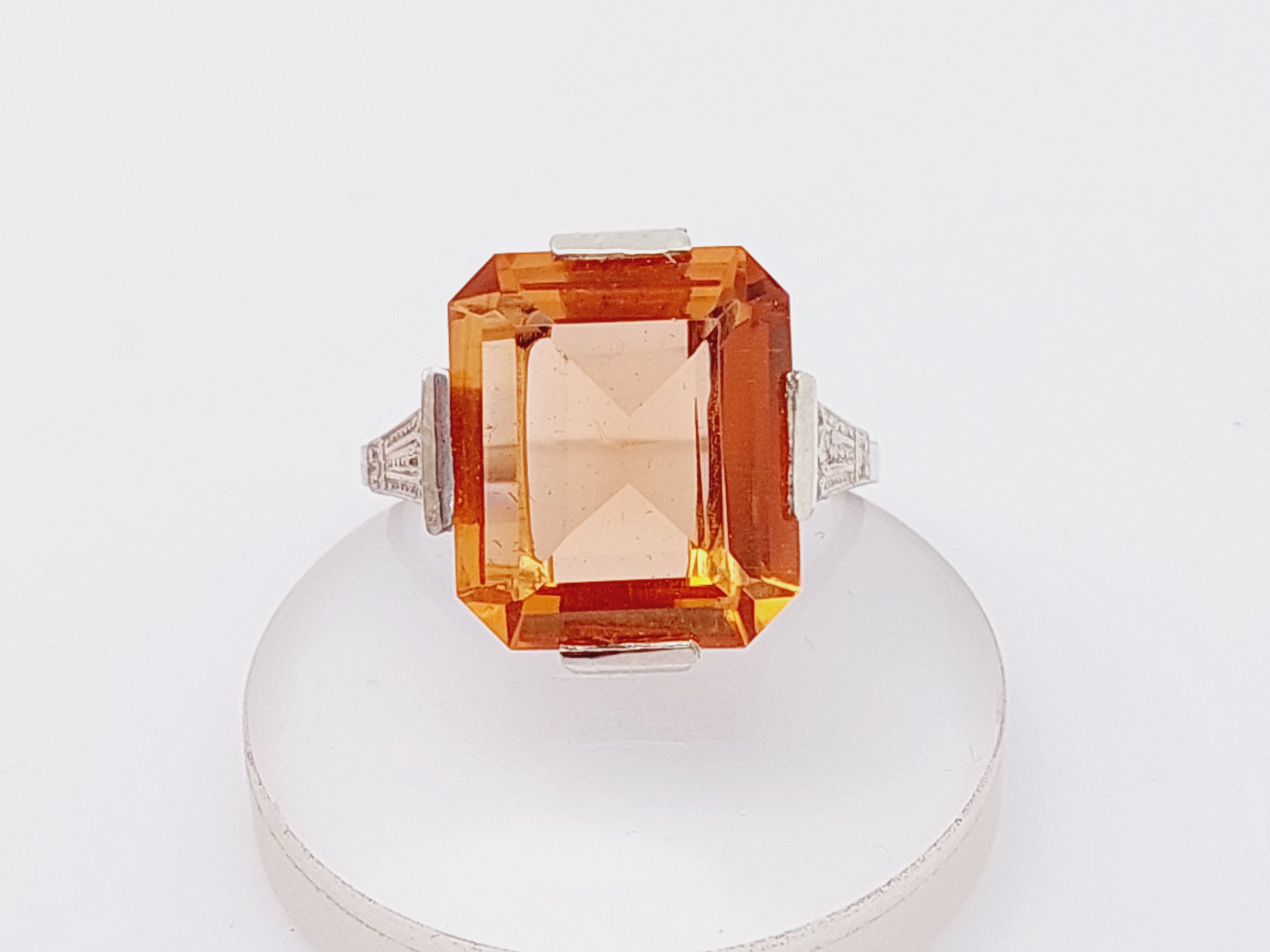 Antiker 925er Silber Ring gelber geschliffener Stein antiker Ring antiker Schmuck Gr 16 US 7 1/2