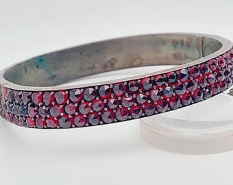 Antikes Granat double Armband Armreif mit Granatsteinen dreiteilig Biedermeier Design