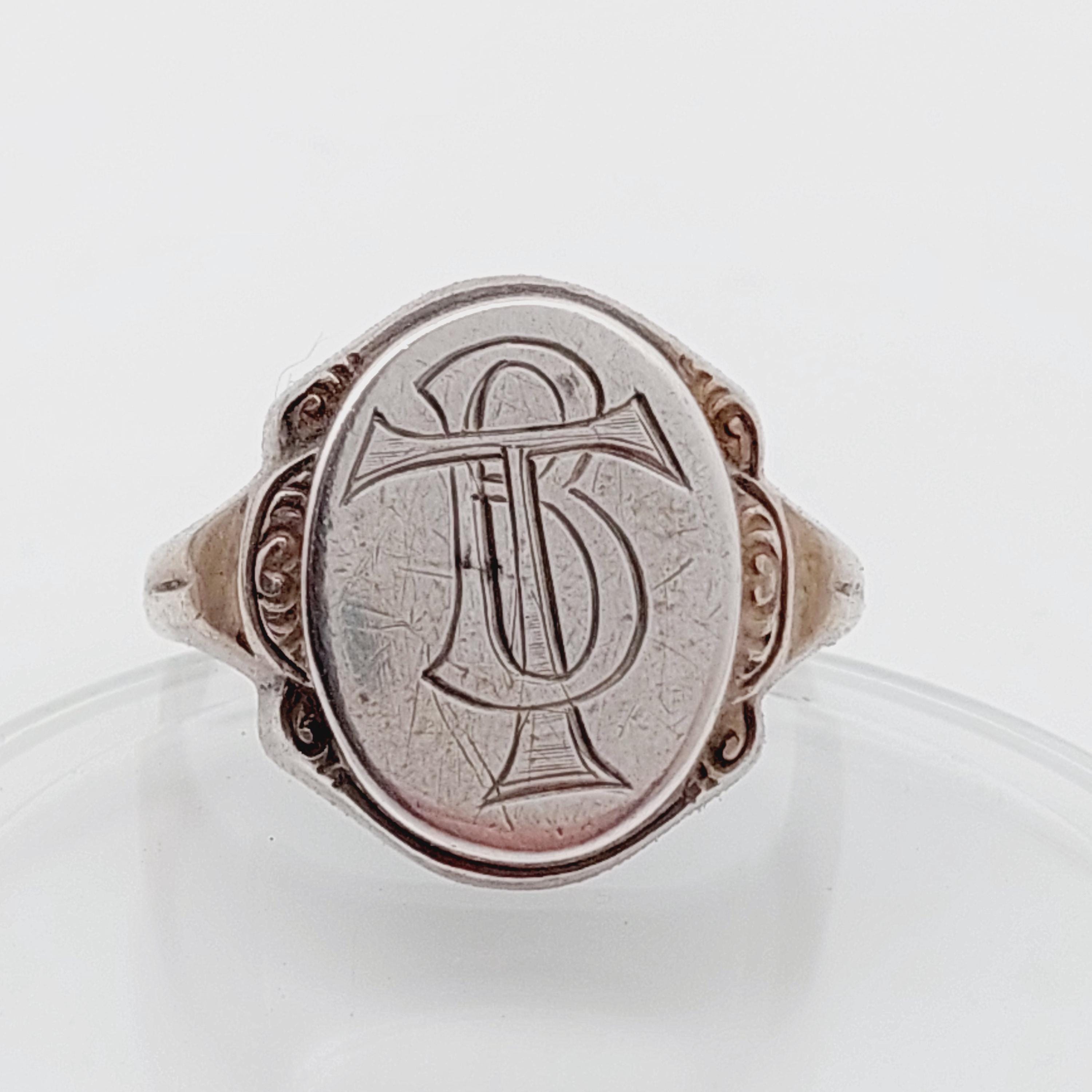 Size 26 66 Antique Signet Ring 835 Silver Men's Ring