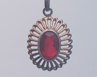 Pendentif ancien en argent 835 pierre rouge bijoux Art Nouveau