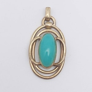 Filigree antique Art Nouveau double pendant green stone