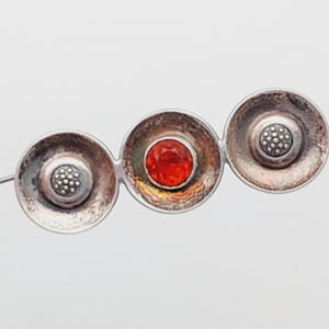 Beautiful antique Art Nouveau 835 silver bar brooch red garnet stone brooch