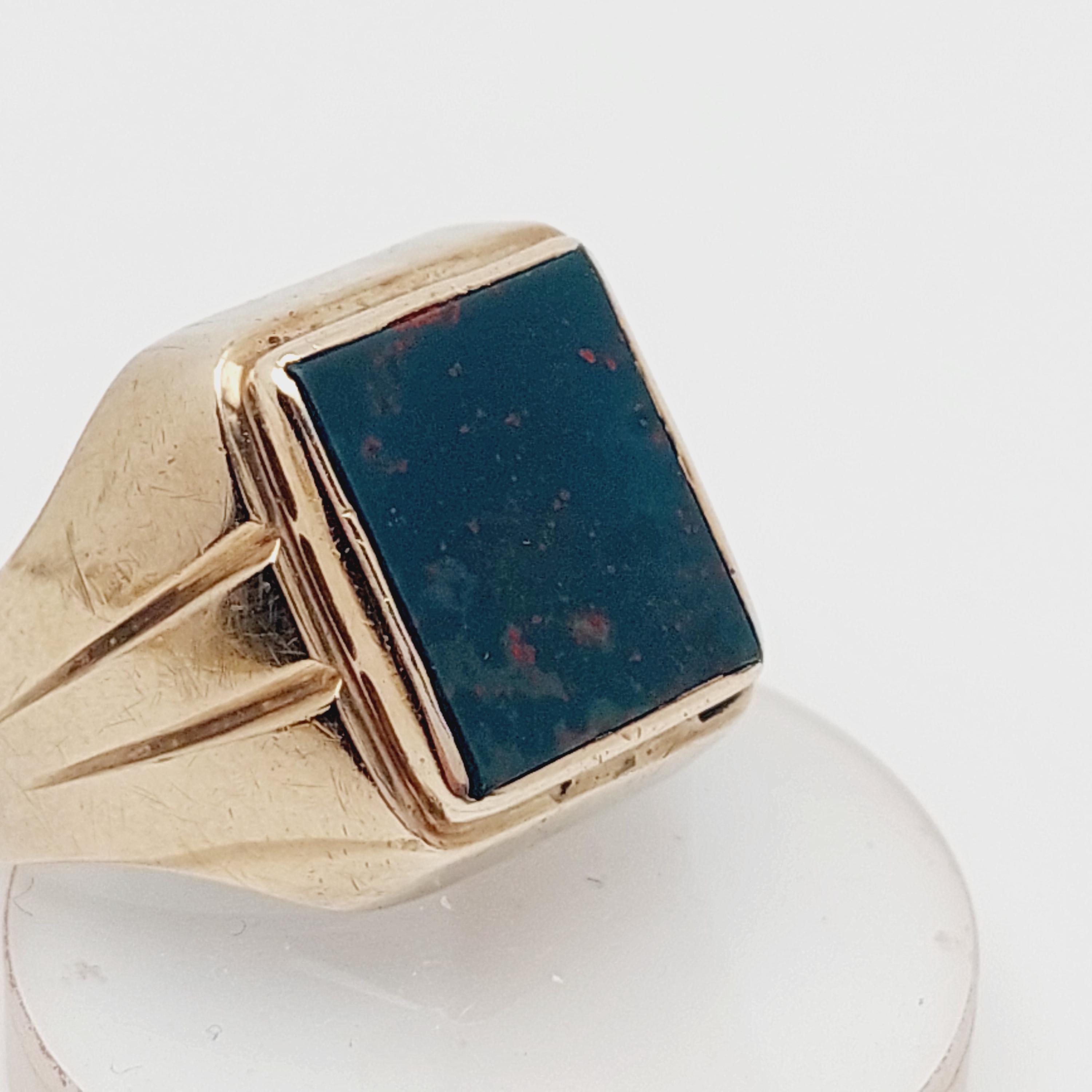 333 gold ring men's signet ring heliotrope real gold jewelry antique ring size 61 US 9 1/2