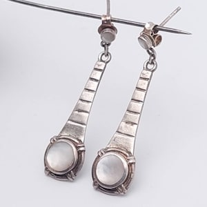 Modern 925 silver earrings, dangling earrings, Victorian earrings with mother of pearl