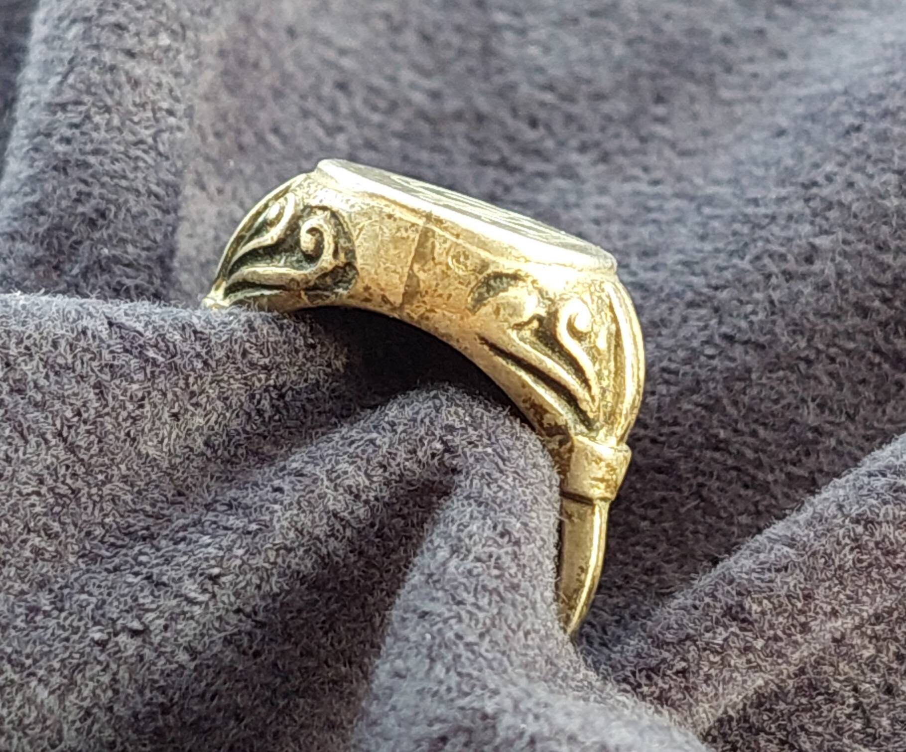 Size 18 58 Antique 835 Silver Ring Signet Ring GA AG Antique