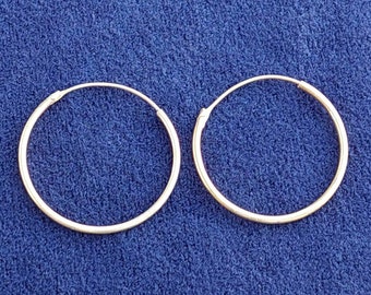 Boucles d'oreilles vintage Sterling Créole 925 Argent Plaqué Or #CG5 2,5 cm